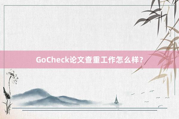 GoCheck论文查重工作怎么样?
